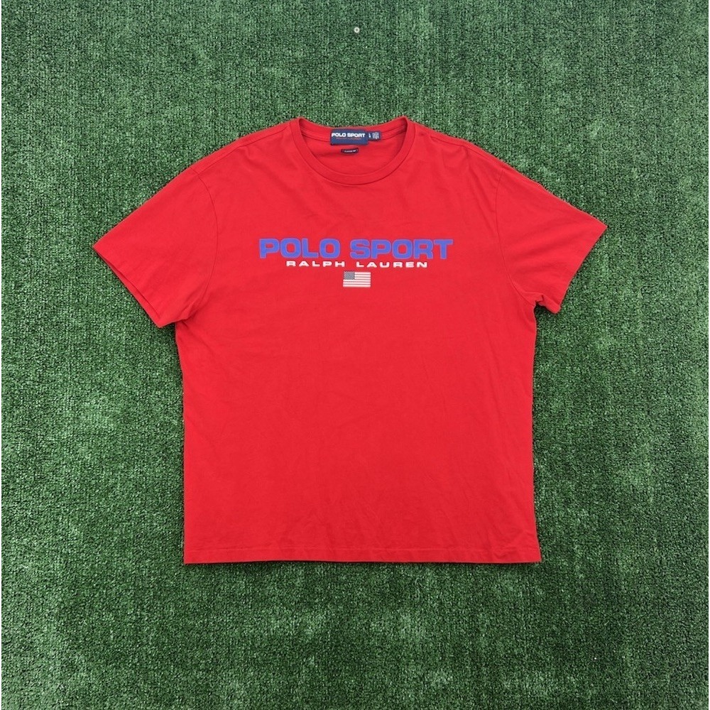 Polo Sport Ralph Lauren T Shirt Mens L Red Short Sleeve Classic Fit Spellout